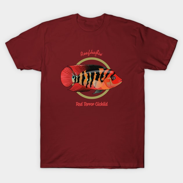 Red Terror Cichlid T-Shirt by Reefhorse